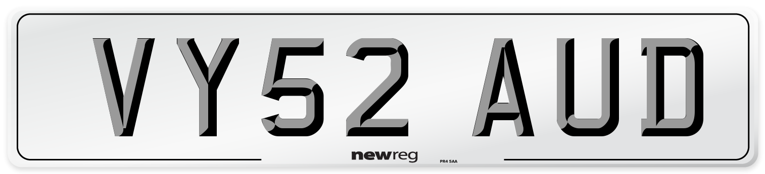 VY52 AUD Number Plate from New Reg